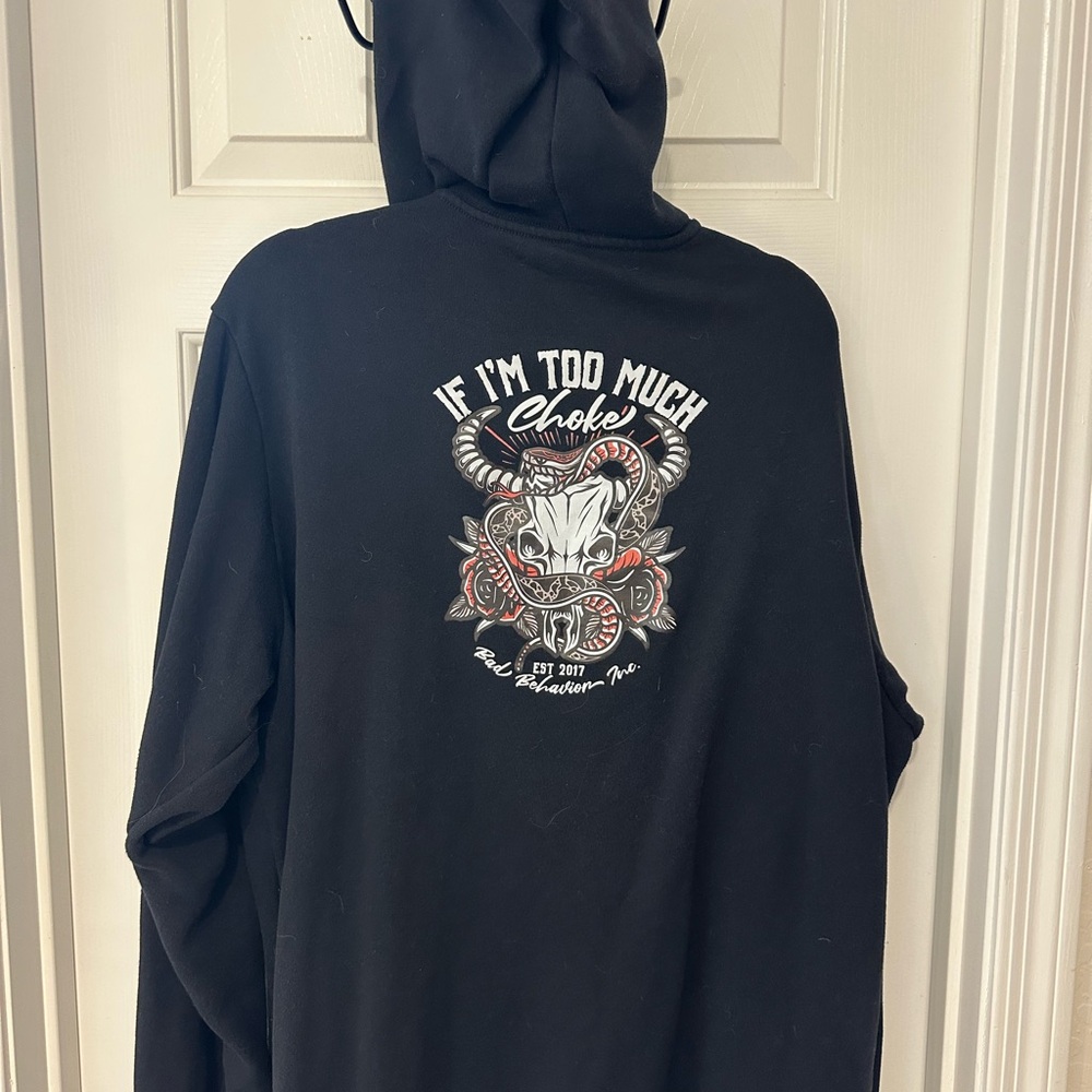 Black Hoodie with Intricate Graphic Design and Vintage Style